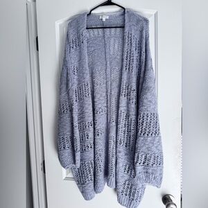 BUCKETLIST Light Gray Open Knit Cardigan